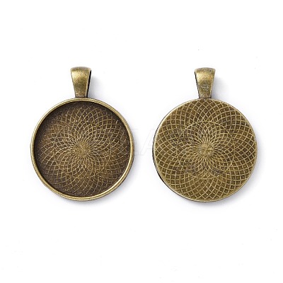 Tibetan Style Alloy Pendant Cabochon Settings TIBEP-Q045-048AB-NR-1