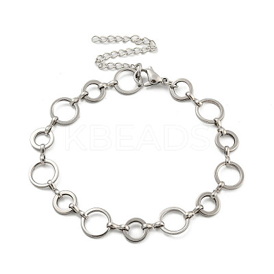 Non-Tarnish 304 Stainless Steel Ring Link Chains Bracelets for Men & Women BJEW-D042-13P-1