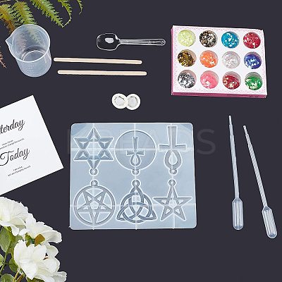 DIY Star of David & Ankh Cross Silicone Pendant Molds DIY-PH0004-94-1
