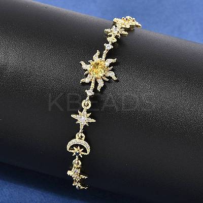 Brass Micro Pave Cubic Zirconia Link Bracelets BJEW-H639-06G-1
