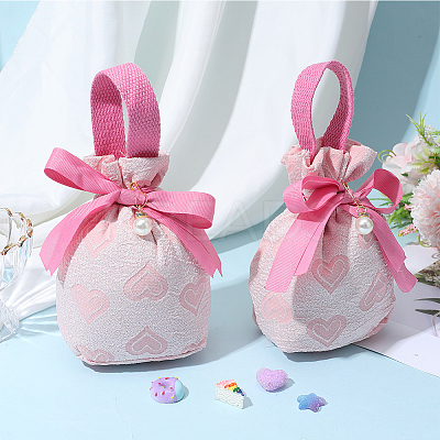 Heart Print Cloth Jewelry Drawstring Gift Bags ABAG-WH20015-11-1