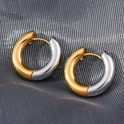 Two Tone 304 Stainless Steel Hinged Hoop Earrings for Women LS-EJEW-A073-01A-1