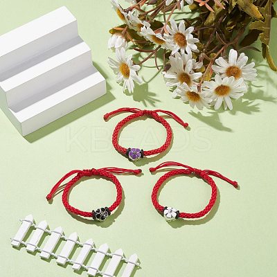 Flower Braided Bead Bracelet BJEW-JB07684-1