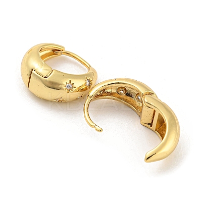 Brass Micro Pave Cubic Zirconia Hoop Earrings EJEW-C066-02G-1