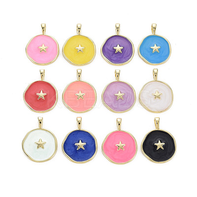 Brass Enamel Pendants KK-Q283-057-NR-1