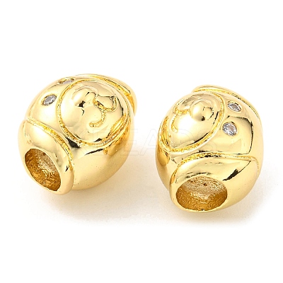 Brass Micro Pave Cubic Zirconia European Beads KK-M247-09G-1