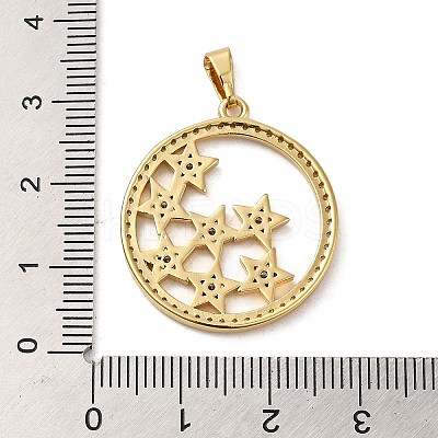 Rack Plating Brass Micro Pave Cubic Zirconia Pendants KK-P241-27G-1