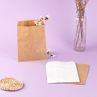 100Pcs 2 Colors White & Brown Kraft Paper Bags CARB-LS0001-04-1