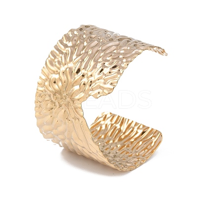 Ion Plating(IP) 304 Stainless Steel Textured Wide Open Cuff Bangles for Women BJEW-S155-05G-1