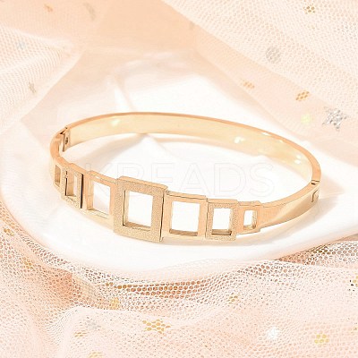 Ion Plating(IP) 304 Stainless Steel Hinged Bangles for Women BJEW-A011-17RG-1