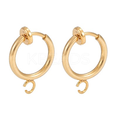 Brass Clip-on Hoop Earring Findings LS-KK-P102-01G-1