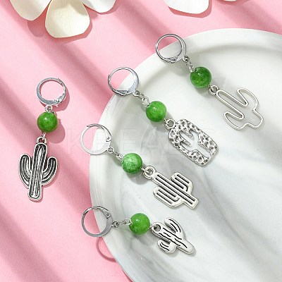 Alloy Cactus Pendant Decoration HJEW-JM01552-02-1