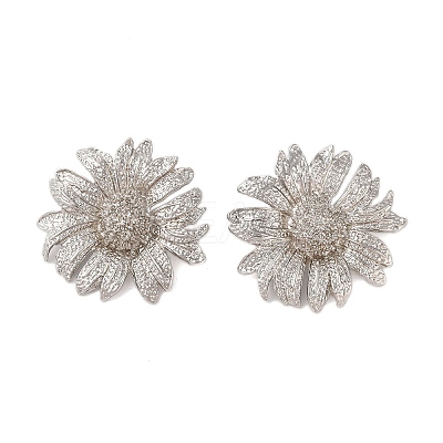 Flower Alloy Stud Earrings for Women EJEW-A112-08P-1