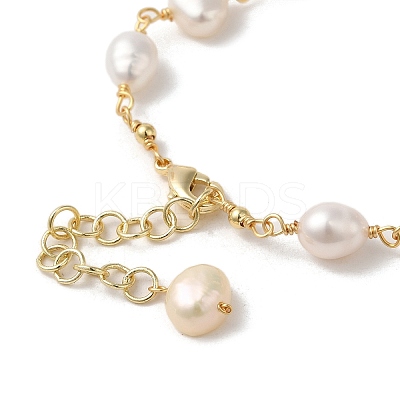 Natural Pearl Link Bracelets BJEW-C051-30G-1