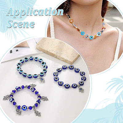 210Pcs 6 Colors Handmade Evil Eye Lampwork Beads LAMP-WR0001-03-1