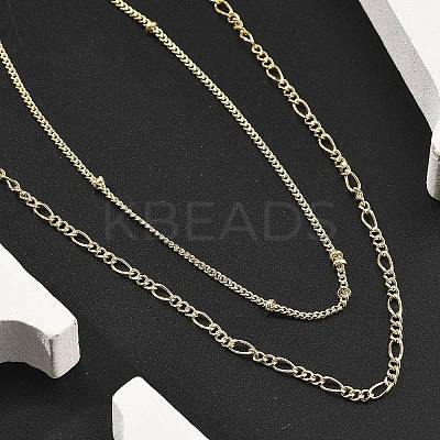 Brass Double Layer Necklaces NJEW-D302-53G-1