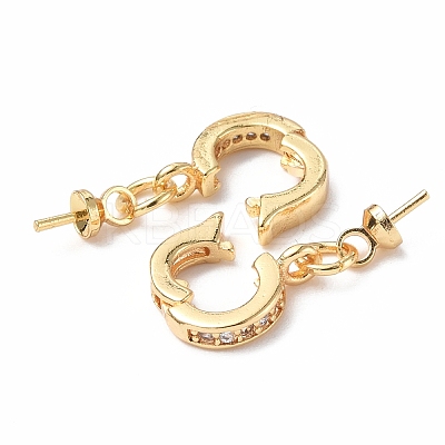 Brass Micro Pave Clear Cubic Zirconia Twister Clasps KK-P223-19G-1