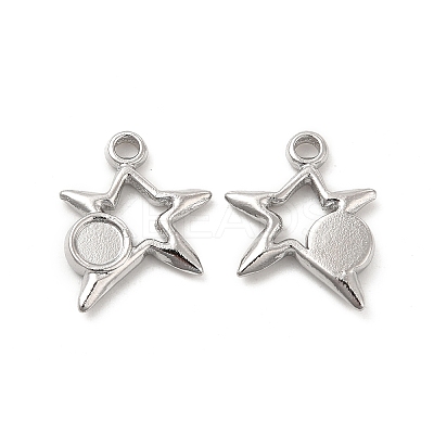 Tarnish Resistant 304 Stainless Steel Pendants Cabochon Settings STAS-B032-21P-1