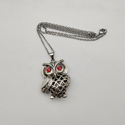 Owl Alloy Pendant Necklaces with Rhinestone for Women Men LS-PZ6923-3-1