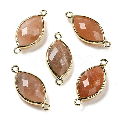 Natural Sunstone Faceted Connector Charms G-K347-03G-01-1