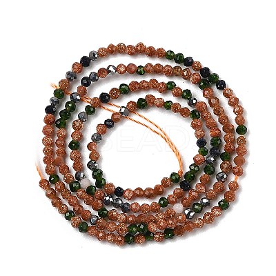 Synthetic Goldstone & Green Goldstone & Blue Goldstone Beads Strands LS-G-RM250104-D5-1