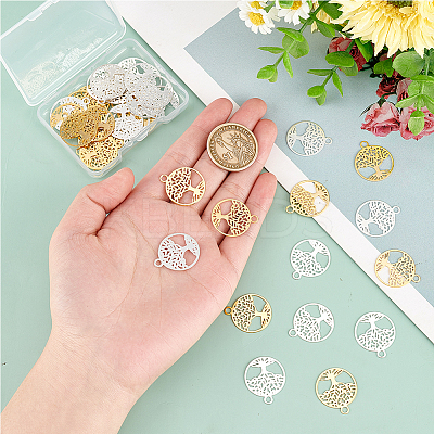 40Pcs 2 Colors Brass Filigree Pendants KK-DC0002-08-1