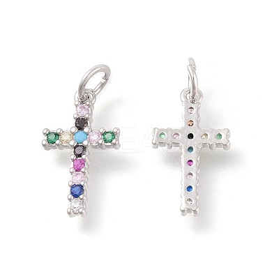 Brass Micro Pave Cubic Zirconia Pendants ZIRC-F106-01P-1
