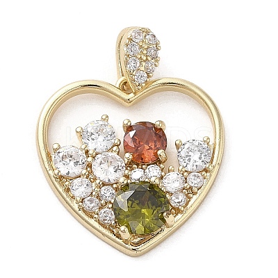 Brass Cubic Zirconia Pendants KK-M275-62G-1