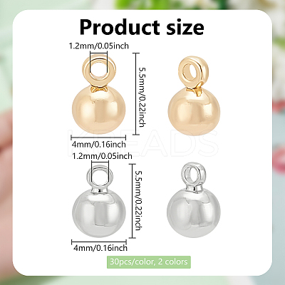 60Pcs 2 Colors Real 18K Gold Plated Long-Lasting Plated Brass Charms KK-BC0013-55-1