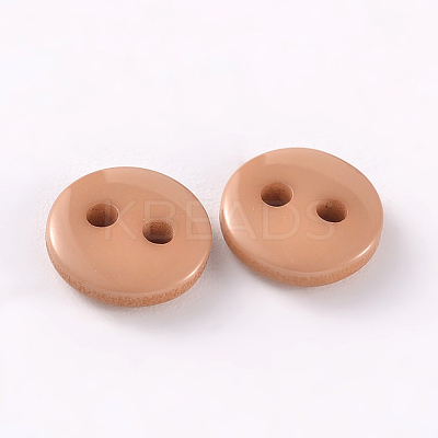 2-Hole Flat Round Resin Sewing Buttons for Costume Design BUTT-E119-18L-09-1
