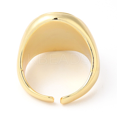 Rack Plating Brass Oval with Heart Open Cuff Rings RJEW-R137-01G-1
