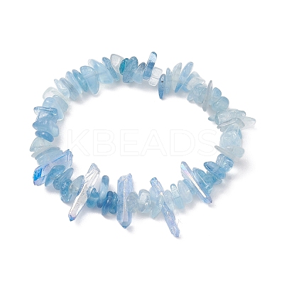 Natural Aquamarine Chips Beaded Stretch Bracelets BJEW-TA00494-01-1