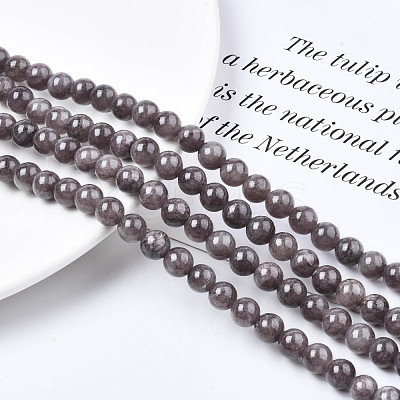 Natural Dyed Yellow Jade Gemstone Bead Strands G-R271-6mm-Y23-1