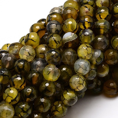 Dyed Natural Agate Faceted Round Beads Strands G-E320E-8mm-11-1