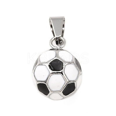 Football 304 Stainless Steel Enamel Pendants STAS-M121-08P-1