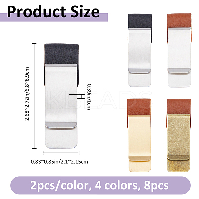 8Pcs 4 Colors Stainless Steel & Iron Pen Clips AJEW-FH0006-40-1