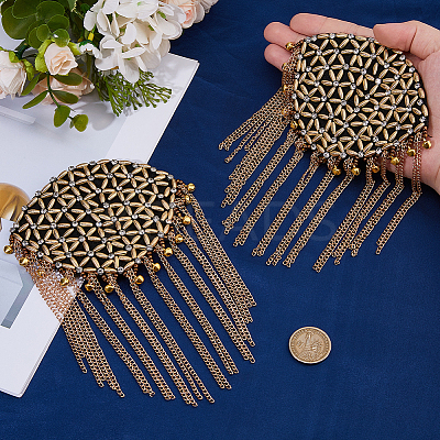 2Pcs Detachable Iron Tassel Epaulettes AJEW-FH0006-25G-1