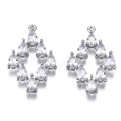 Brass Inlaid Clear Cubic Zirconia Pendants ZIRC-S069-014P-1
