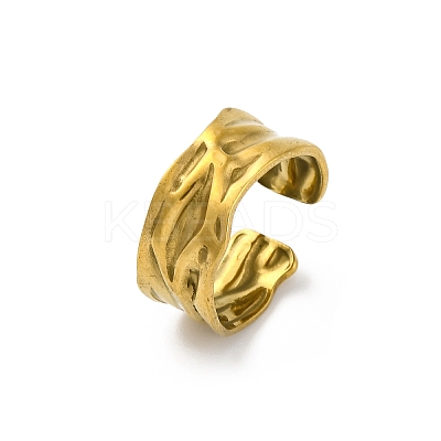 Hammered 304 Stainless Steel Open Cuff Rings RJEW-M019-33G-1