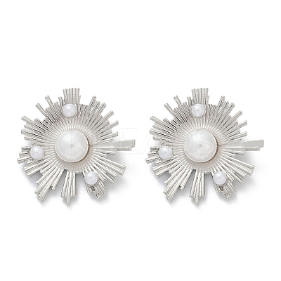 Brass ABS Imitation Pearl Stud Earrings EJEW-M082-06P-1