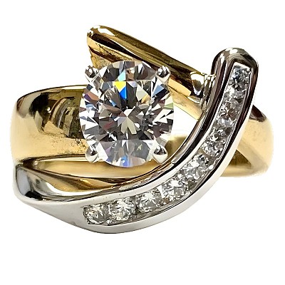 Brass Micro Pave Clear Cubic Zirconia Finger Rings FS-WG8456F-05-1
