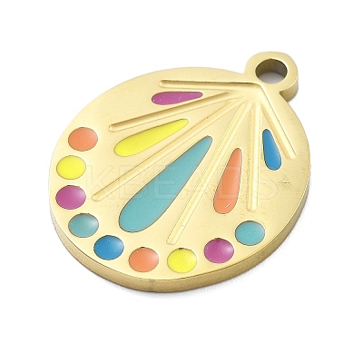 Ion Plating(IP) 304 Stainless Steel Enamel Pendants STAS-U034-07G-1