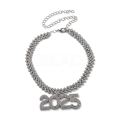 Brass Full Crystal Rhinestone 2025 Pendant Necklaces for Women NJEW-Q005-01P-1