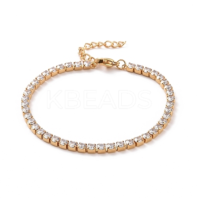 304 Stainless Steel Rhinestone Strass Chain Bracelets STAS-B021-14G-1