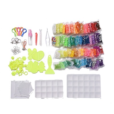 DIY 36 Colors 11000Pcs 4mm PVA Round Water Fuse & Crystal Beads Kits for Kids DIY-Z007-49-1