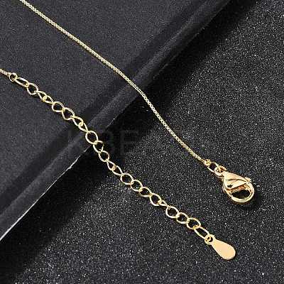 0.6MM Brass Box Chain Necklaces NJEW-G341-01G-1