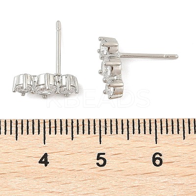 Brass Micro Pave Clear Cubic Zirconia Stud Earrings EJEW-R016-26P-14-1