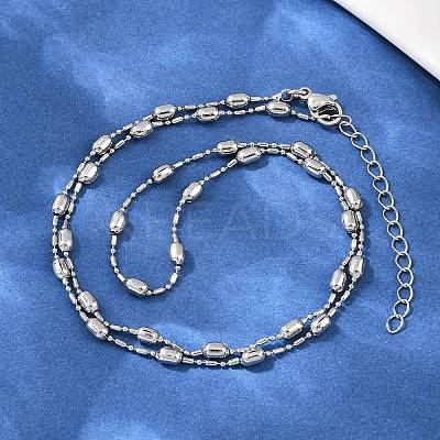 Brass Oval Ball Chain Necklaces for Men Women NJEW-L012-03P-1