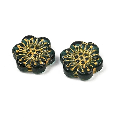 Baking Paint and Golden Metal Enlaced Glass Beads DGLA-T004-09E-1