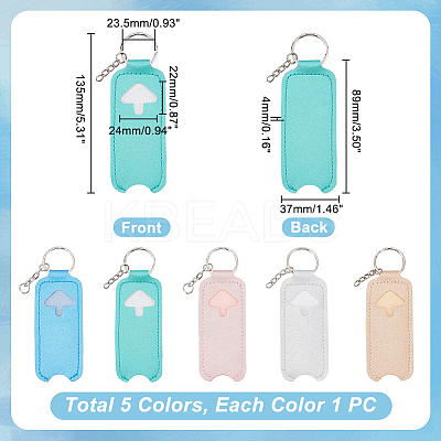 5Pcs 5 Colors Portable PU Imitation Leather Lipstick Keychain Holder AJEW-WR0001-37-1